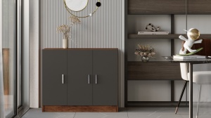 Comoda cu 3 usi UnicUtil Nuc - Gri Antracit pentru birou 89.1 x 38.1 x 73.8 cm - Img 5