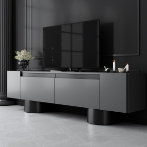 Comoda TV, Bohem Anthracite, UnicUtil, Antracit-Negru, Lățime: 180 cm, Înălțime: 50 cm, Adâncime: 30 cm