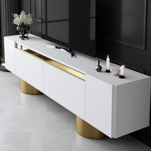 Comoda TV, Bohem White, UnicUtil, Alb-Auriu, Lățime: 180 cm, Înălțime: 50 cm, Adâncime: 30 cm - Img 4