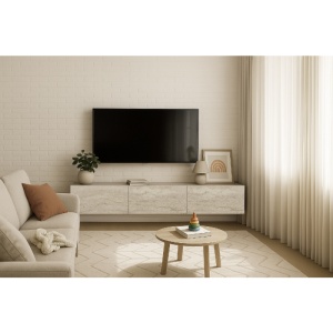 Comodă TV Damla, UNICUTIL, finisaj travertin pentru living modern - Img 8
