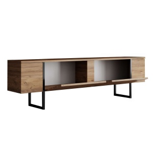 Comoda TV, Luxe Atlantic, UnicUtil, Pin Atlantic-Negru, Lățime: 180 cm, Înălțime: 50 cm, Adâncime: 30 cm - Img 7