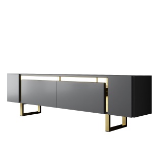 Comoda TV, Yildiz Anthracite, UnicUtil, Antracit-Auriu,Lățime: 180 cm, Înălțime: 50 cm, Adâncime: 30 cm - Img 6