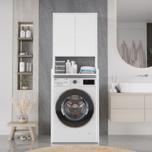 Dulap baie pentru masina de spalat UnicUtil Alb 65 x 60 x 180 cm - Img 2