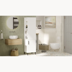 Dulap multifuncțional Alb 45x35.5x173.6 cm, PAL melaminat, Wilma 1, UnicUtilY - Img 4