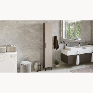 Dulap multifuncțional îngust pentru baie și bucătărie, 29.5x29.5x183.6 cm, Maro-Crem-Antracit, UnicUtil - Img 5