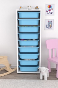 Dulap multifunctional, Peak flame, UnicUtil, Culoarea Alb Albastru - Img 2