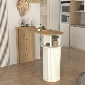 Masă bar Bohema din pal melaminat finisaj Moonstone, eleganță și funcționalitate pentru spații moderne, 150 x 51.6 x 101.8 cm