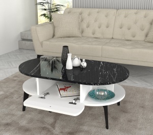 Masa de Cafea Bold Statement, UnicUtil, 100 x 60 40 cm, Alb-Negru - Img 3