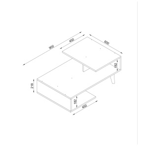 Masa De Cafea, Dynamic Edge, UnicUtil, 90 x 60 x 43.6 cm, Alb - Img 8
