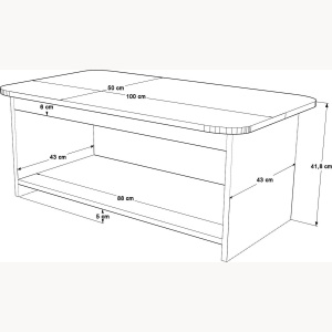 Măsuță de cafea cu raft, Chebo 1, UnicUtil, 100 x 50 x 41.8 cm, Travertin - Img 2