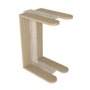 Măsuță laterală Maysa din pal melaminat finisaj travertin, compactă și practică pentru decor modern, 45 x 30 x 58.6 cm - Img 8
