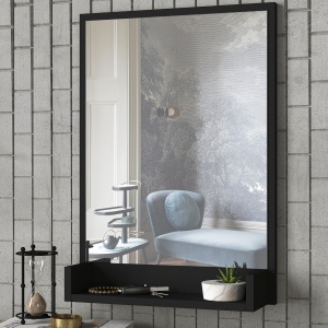 Oglinda de Perete, Shelf Style, UnicUtil, 45 x 12 x 75 cm, Negru, UUOGL01 - Img 2