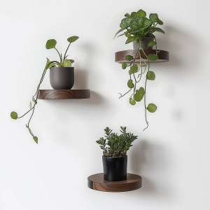 Raft decorativ de perete din lemn, Raf283 Design, UnicUtil, De lemn, Diametru: 12 cm, Înălțime: 1,9 (3 bucăți), 100% LEMN MASIV - Img 4