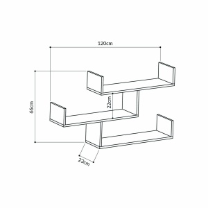 Rafturi perete, Bold Frame, UnicUtil, 120 x 67 x 22 cm, Gri - Img 4