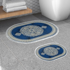 Set covorase baie 2 piese, Comfort Plush, UnicUtil, Albastru - Img 1