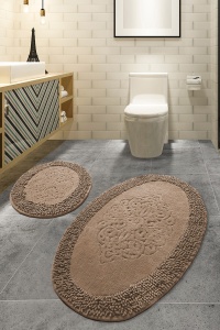 Set covorase baie 2 piese, Modern Look, UnicUtil, Bej, Multicolor - Img 1