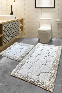 Set covorase baie 2 piese, Premium Feel, UnicUtil, Ecru, Multicolor - Img 1