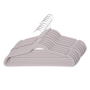 Umeraș din plastic dur acoperit cu catifea anti-alunecare, Crem, 1 bucata - Img 5