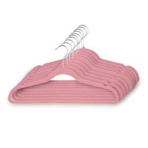 Umeraș din plastic dur acoperit cu catifea anti-alunecare, Roz, 1 bucata - Img 6
