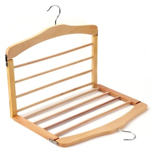 Umeraș pliabil din lemn, Multifunctional, Natur, 1 bucata - Img 7