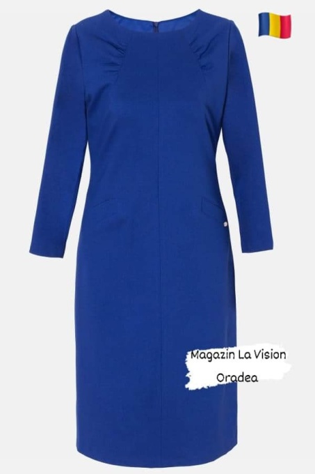 Rochie de zi albastru bulinute