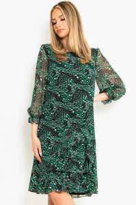 Rochie casual print abstract verde - Img 1