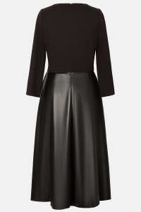 Rochie de zi cu piele ecologica R 52 negru - Img 2