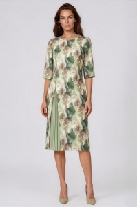 Rochie de zi R 17 verde multicolor