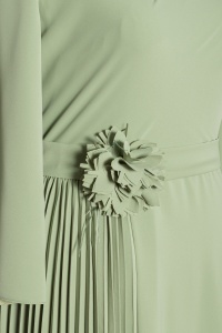 Rochie din voal cu pliseuri R 74 verde fistic - Img 2