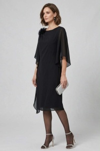 Rochie eleganta cu asimetrie din voal R 179 negru