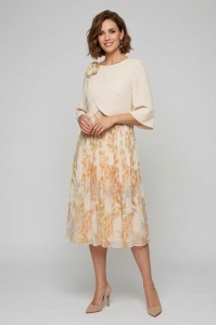 Rochie eleganta cu imprimeu floral R 16 bej