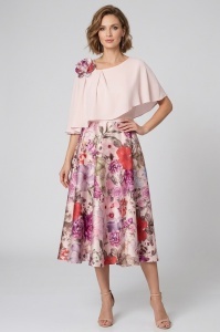 Rochie eleganta cu print floral R 21 roz