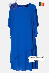 Rochie eleganta din voal albastru regal floare