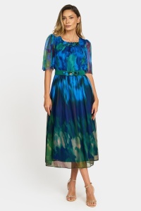 Rochie eleganta din voal fin R 867 albastru - Img 1