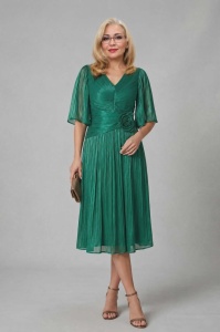Rochie eleganta din voal R 223 verde marimi mari