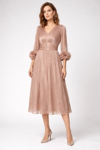 Rochie eleganta din voal R 73 bej