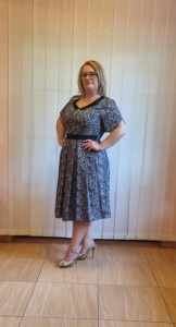 Rochie neagra imprimeu cu pliu - Img 1