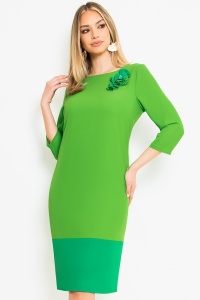 Rochie verde accesorizata cu floare - Img 1