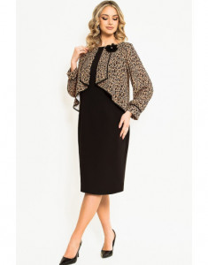 Rochie de zi din tesatura neagra in combinatie cu voal negru cu fir argintiu - Img 1