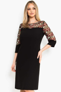 Rochie eleganta cu broderie florala -negru - Img 2
