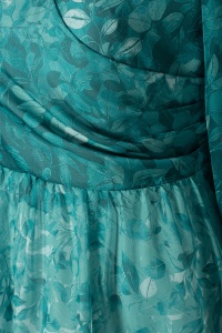 Rochie eleganta din voal floral R 89 turcoaz - Img 3