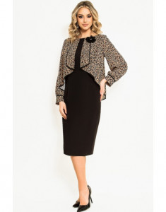 Rochie de zi din tesatura neagra in combinatie cu voal negru cu fir argintiu - Img 3