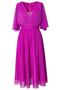 Rochie eleganta cu accesoriu decorativ ciclam