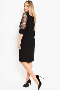 Rochie eleganta cu broderie florala -negru - Img 3