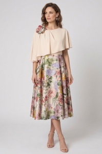 Rochie eleganta cu print floral R 21 bej