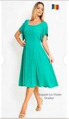 Rochie eleganta din voal, accesoriata cu broderie la decolteu