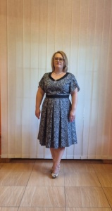 Rochie neagra imprimeu cu pliu - Img 3