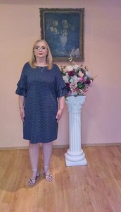 Rochie scurta bleumarin din viscoza cu buline albe