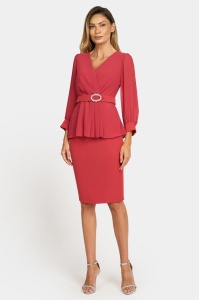 Compleu cu bluza si fusta 6020 caramiziu - Img 1