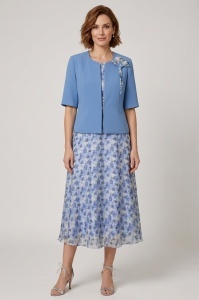 Compleu elegant dama cu sacou si rochie 948 albastru blue